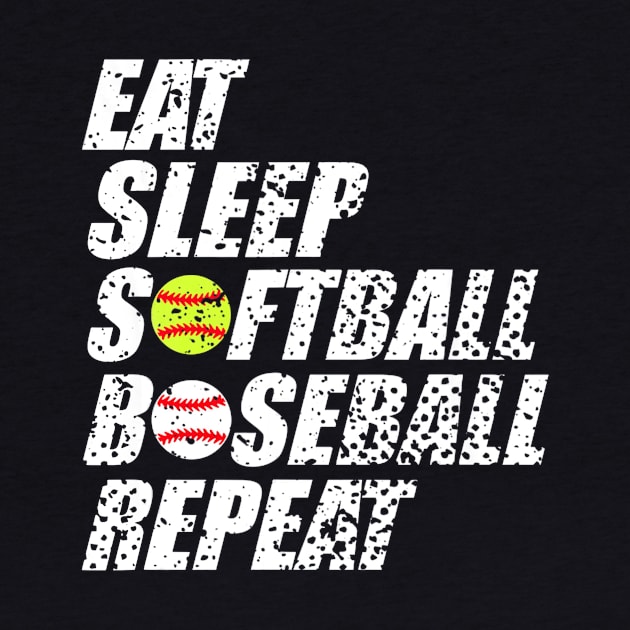 Softball Baseball Repeat Shirt Cool Cute Gift Ball Mom Dad by Chicu